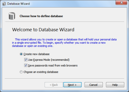 Database Wizard - Welcome