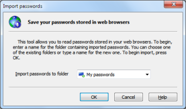 Import passwords window