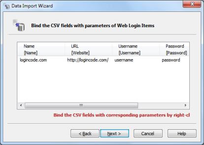 CSV field mapping