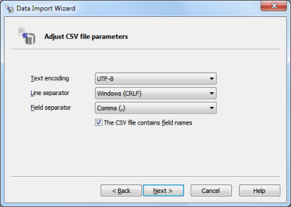 CSV file settings
