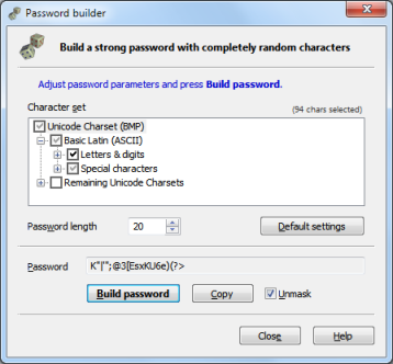 Password Builder window